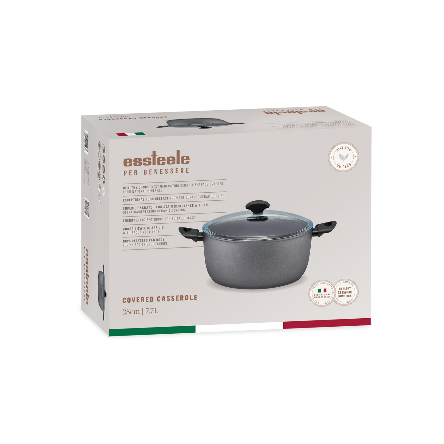 Essteele Per Benessere Ceramic Nonstick Induction Covered Casserole 24cm/4.5L