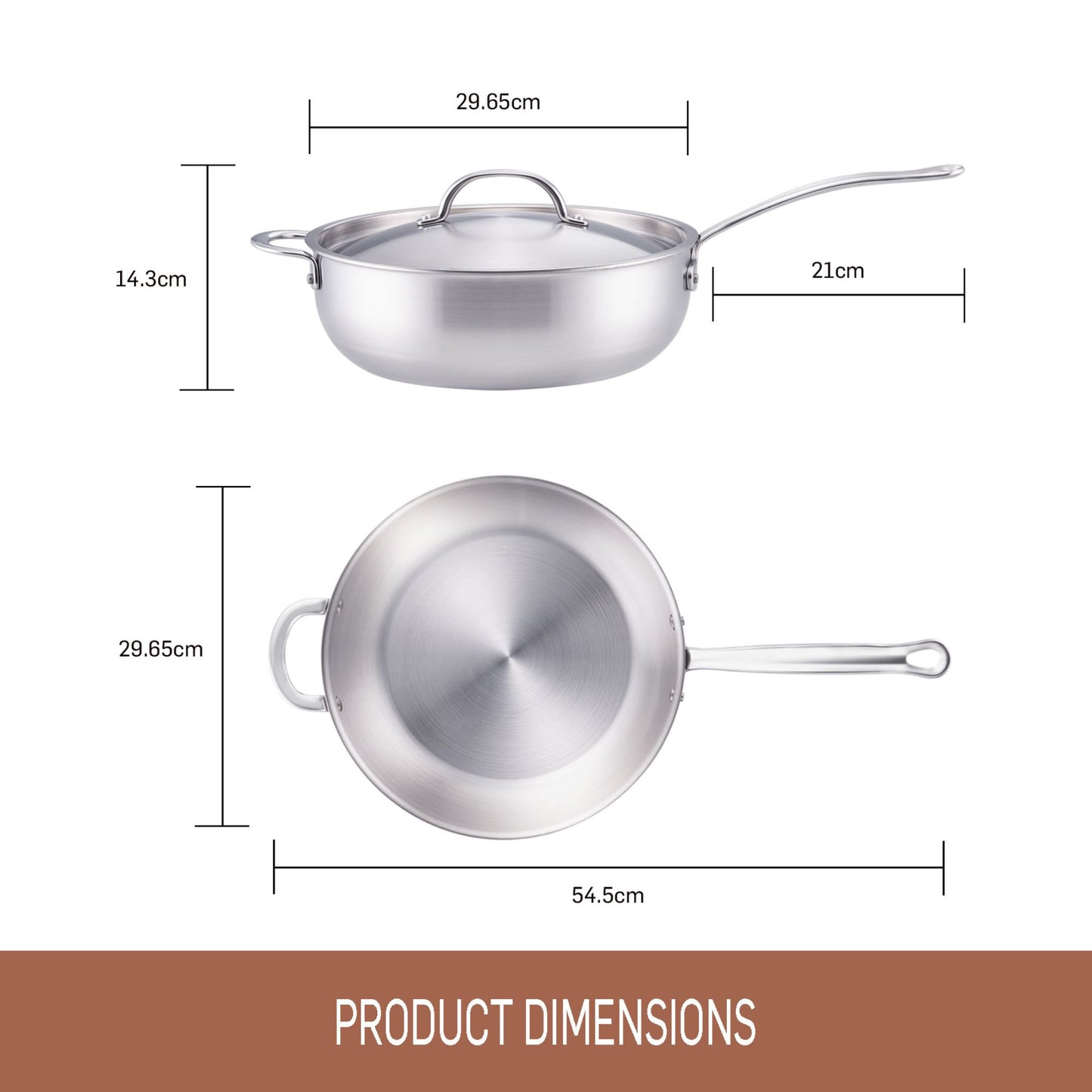 Essteele Per Amore Clad Stainless Steel Induction Covered Chefs Pan 28cm/4.7L