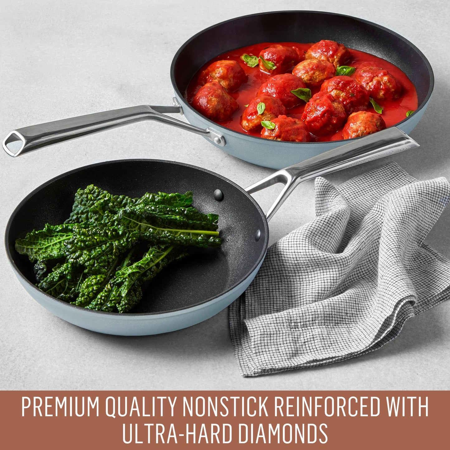 Essteele Per Bellezza Nonstick Induction Open Skillet Triple Pack 20/24/30cm Blue