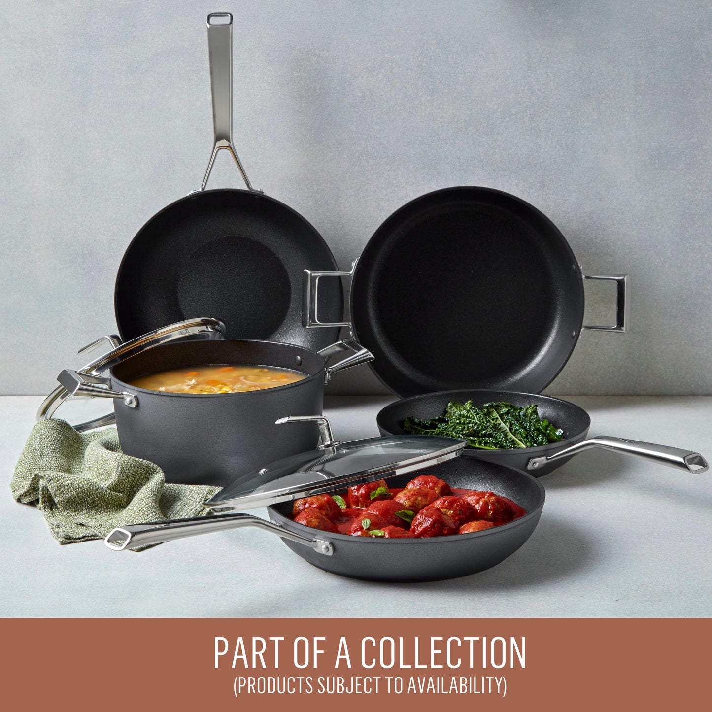 Essteele Per Bellezza Nonstick Induction Open Skillet Triple Pack 20/24/30cm Grey