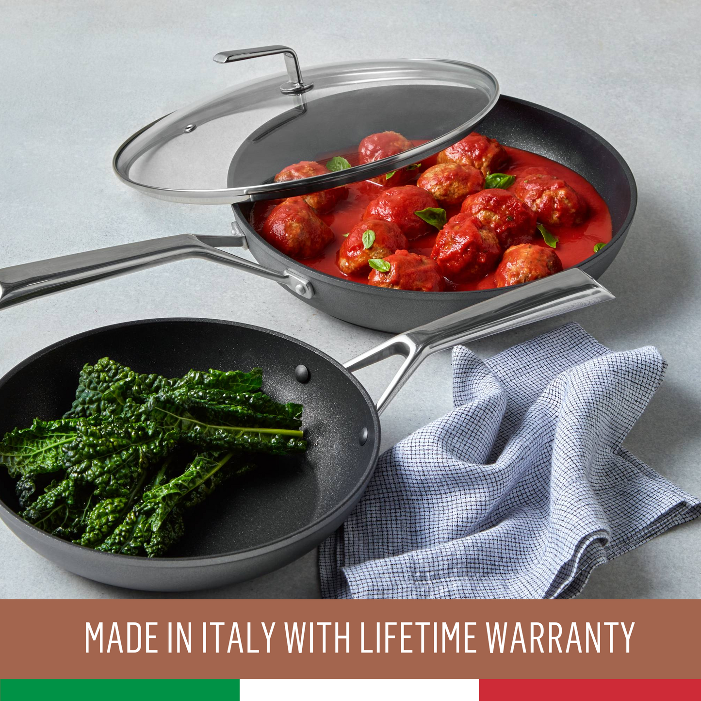 Essteele Per Bellezza Nonstick Induction Open Skillet Triple Pack 20/24/30cm Grey