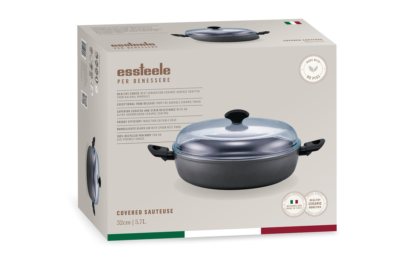 Essteele Per Benessere Ceramic Nonstick Induction Covered Sauteuse 32cm/5.7L