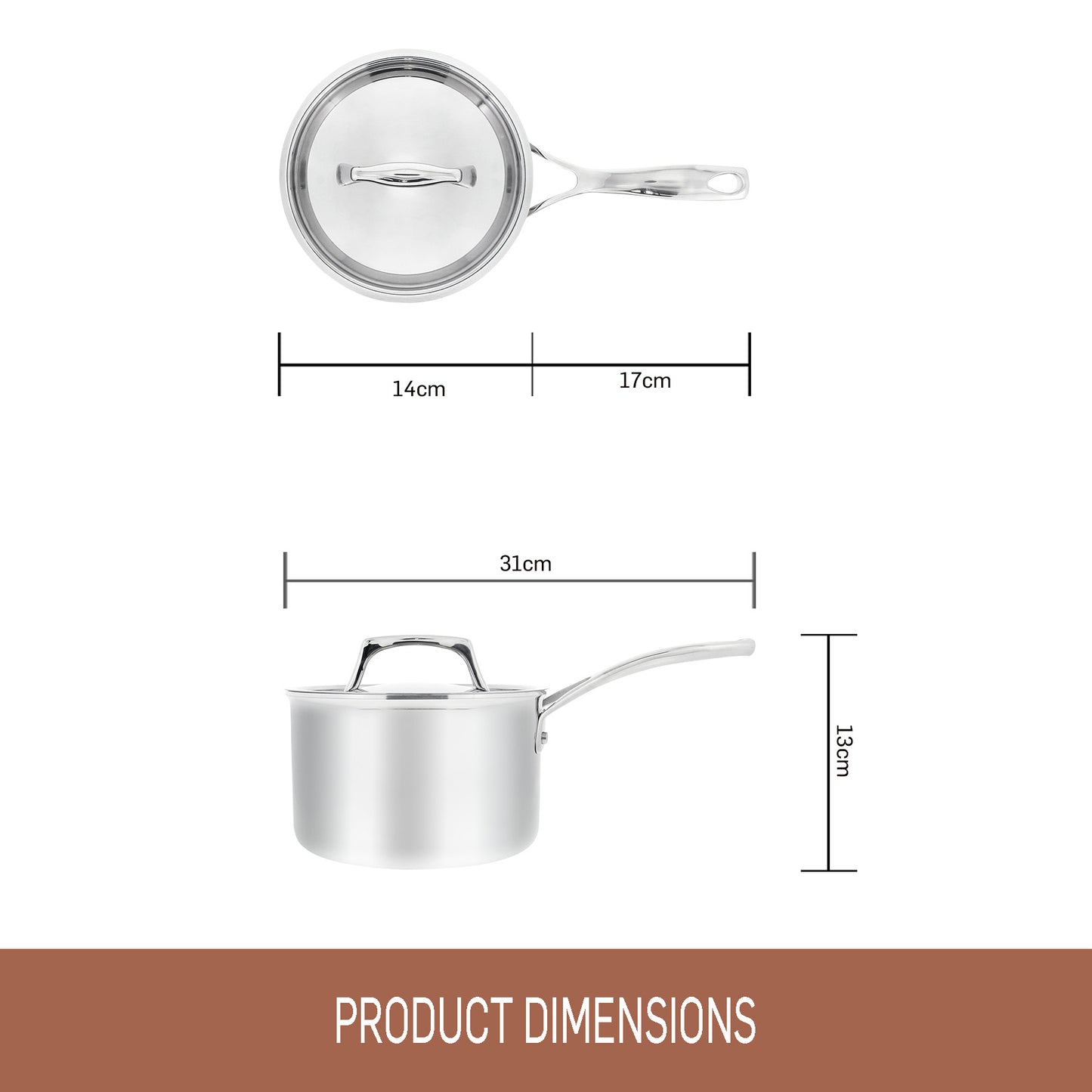 Essteele Per Sempre Clad Stainless Steel Induction Covered Saucepan 14cm/0.9L