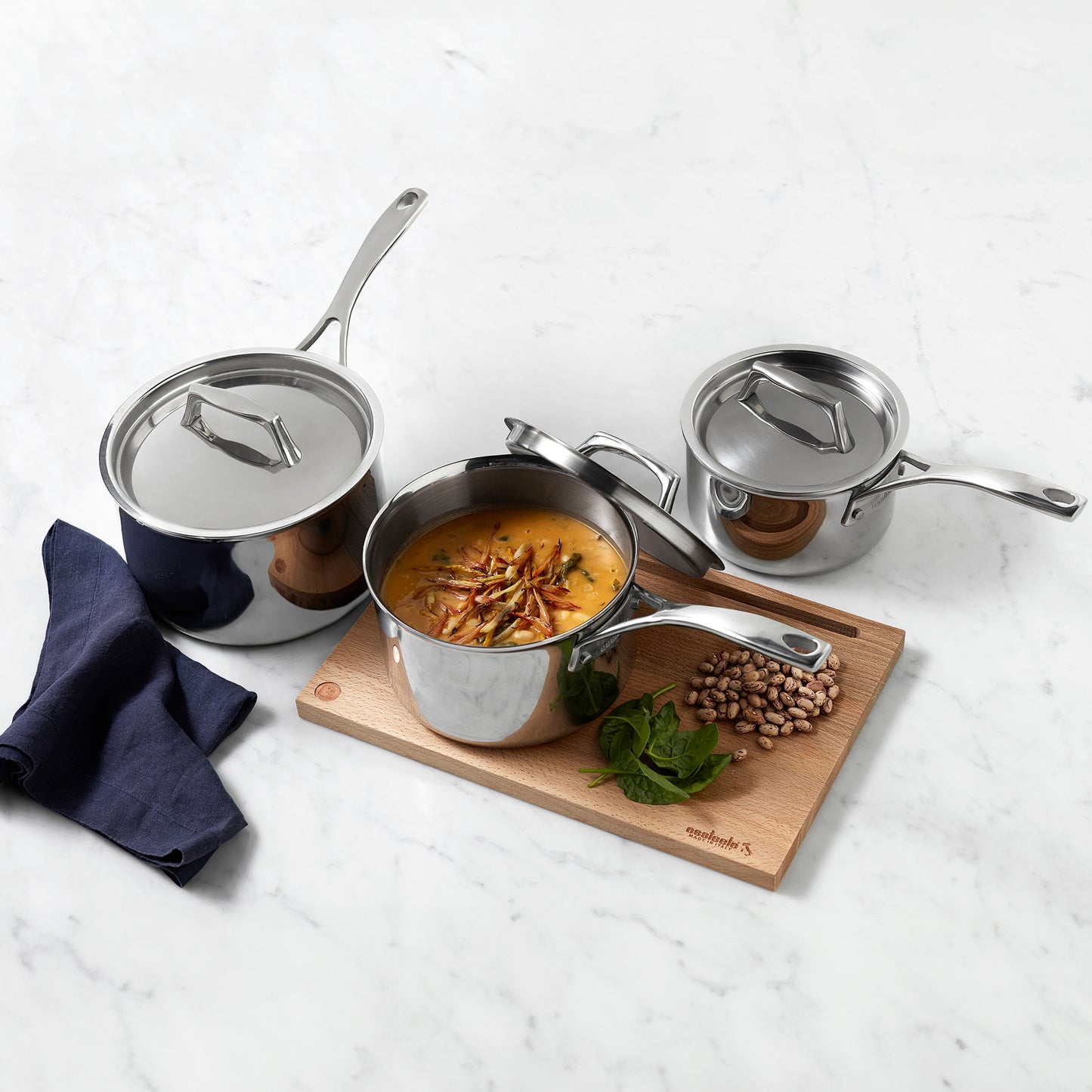 Essteele Per Sempre Clad Stainless Steel Induction 3 Piece Covered Saucepan Set