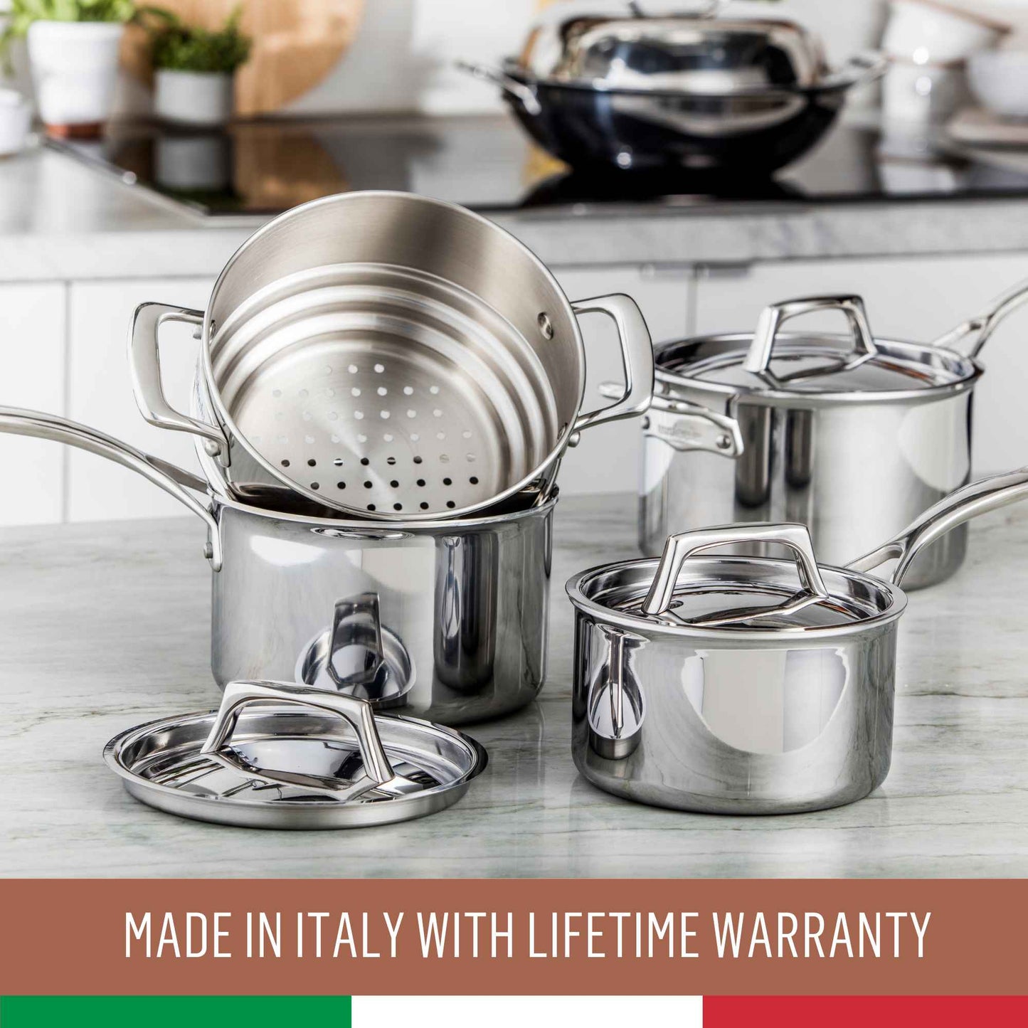 Essteele Per Sempre Clad Stainless Steel Induction 3 Piece Covered Saucepan Set