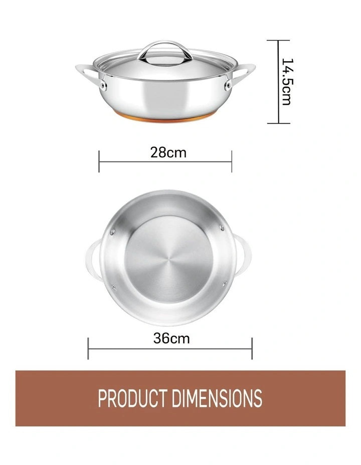 Essteele Per Vita Copper Base Stainless Steel Induction Covered Sautéuse 28cm/5.2L